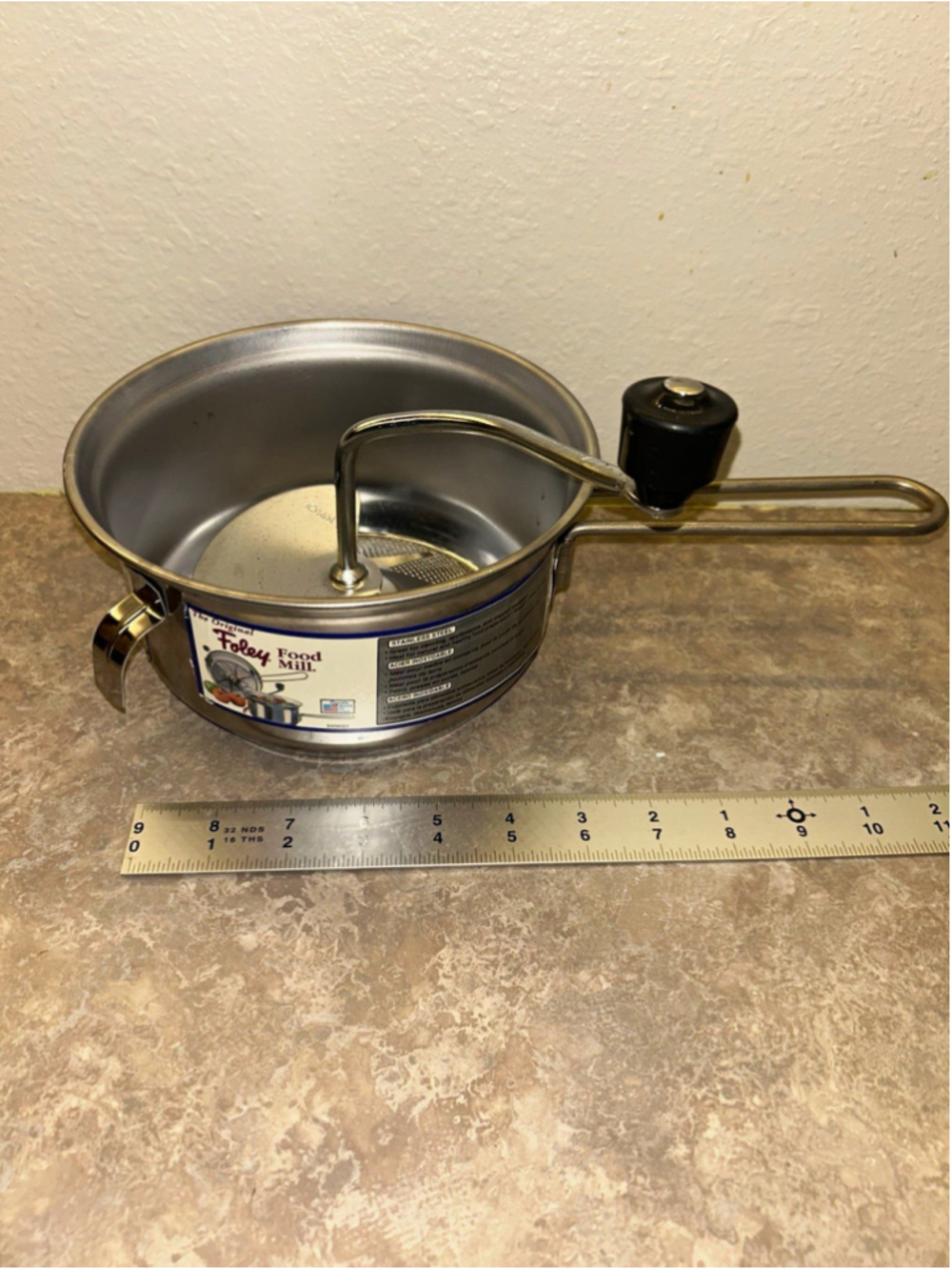 Foley 2 Qt/1.9L Stainless Steel Manual Food Mill Hand Crank w/ Discs